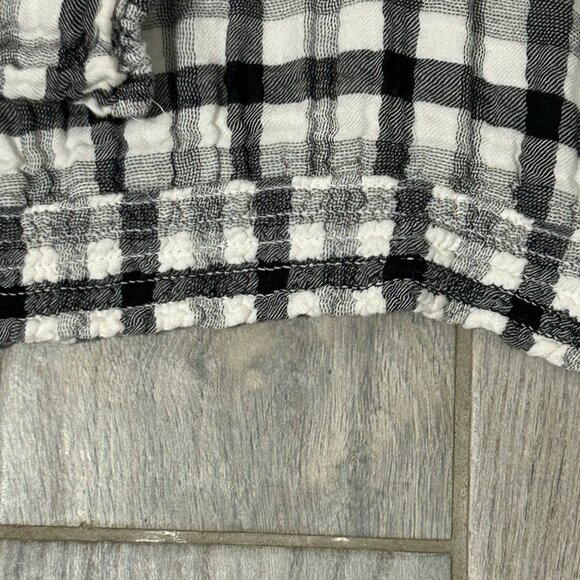 Women's Cloth & Stone Anthropologie Black/White Checked Cropped Top - SMALL - Picture 11 of 13